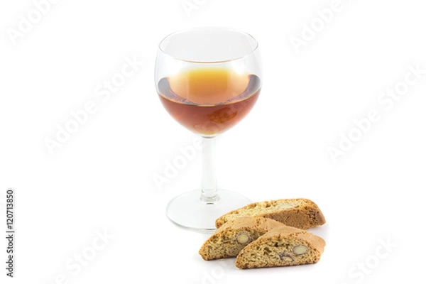 Obraz Biscotti cantucci e un bicchiere di vin santo