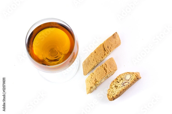 Obraz Bicchiere di cantucci con vin santo