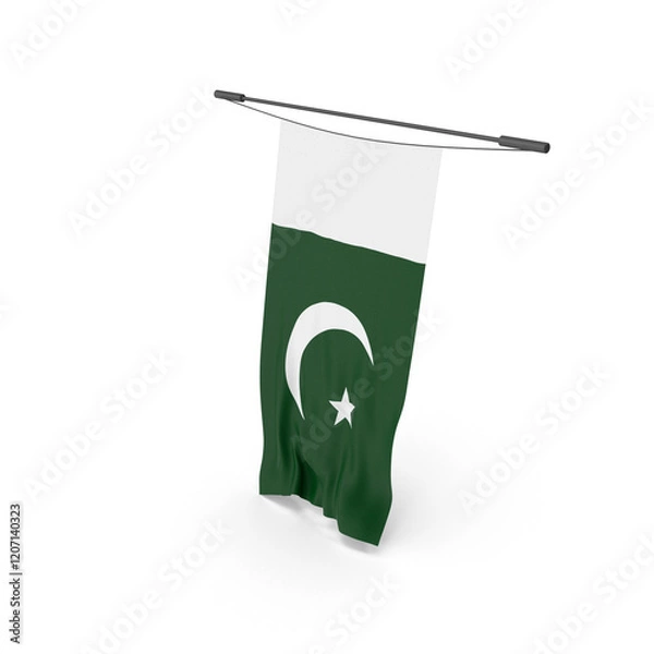 Obraz country flag, Pakistan flags crossed isolated on a white background 3D Rendering 