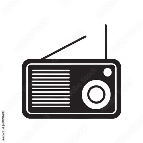 Obraz radio silhouette, black and white silhouette, vector and illustration	