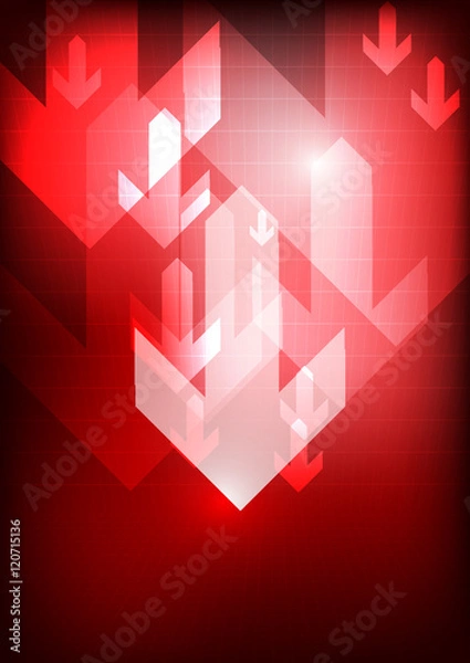 Obraz Vector : Decreasing arrow and graph  on red stock board