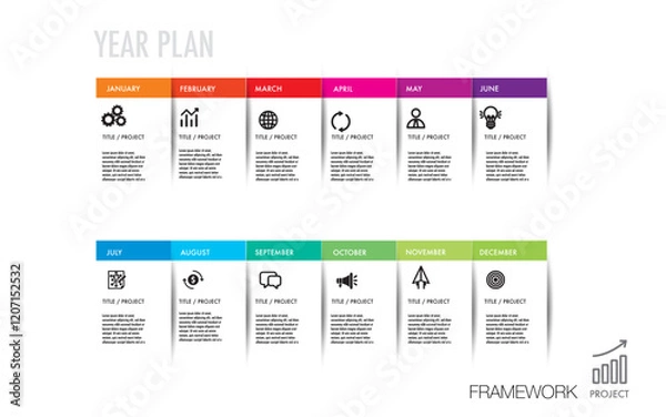 Obraz Business year plan infographic template frame work
