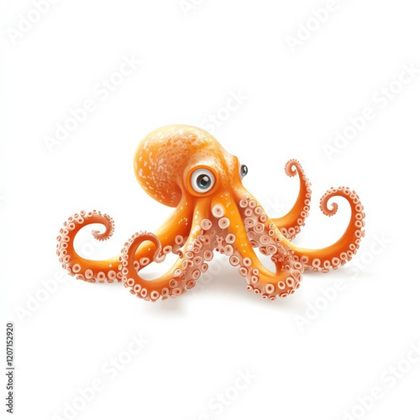Obraz Cute Orange Octopus Cartoon Character