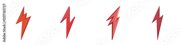 Fototapeta Dynamic and powerful red lightning bolt graphic symbol or icon representing energy storm electricity technology and other dramatic or impactful concepts  Useful for design