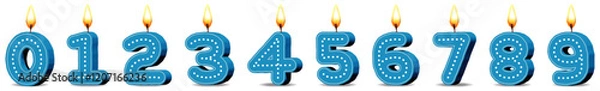 Obraz  Planche Bougies ANNIVERSAIRE bleus