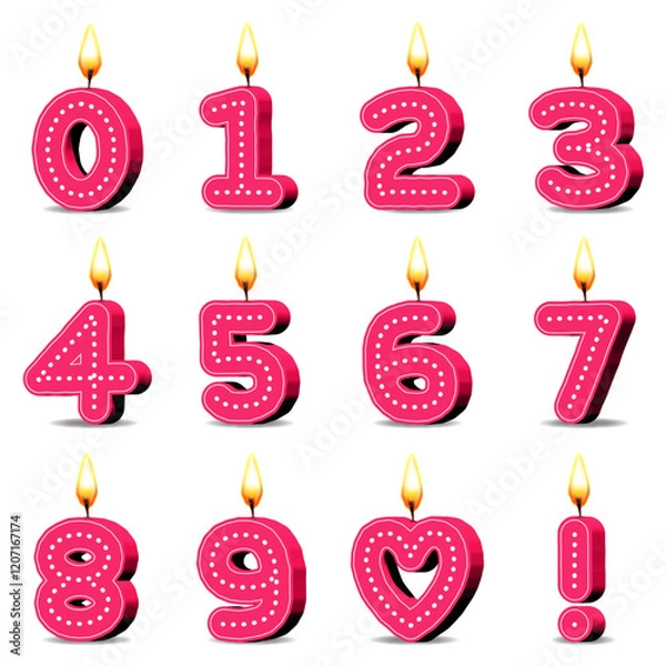 Obraz  Planche Bougies ANNIVERSAIRE roses 2