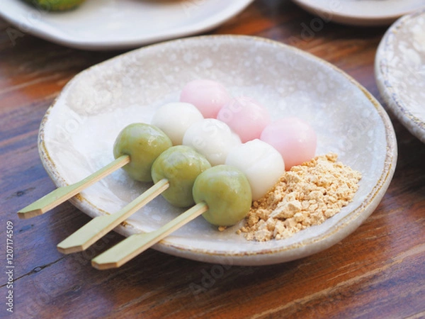 Obraz Colorful Dango or Japanese rice dumplings
