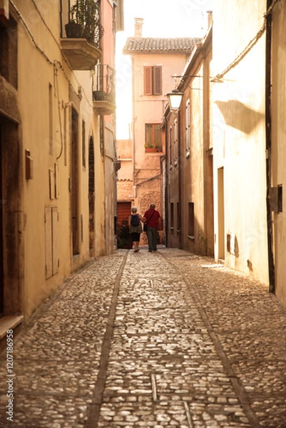 Obraz a couple walking in town