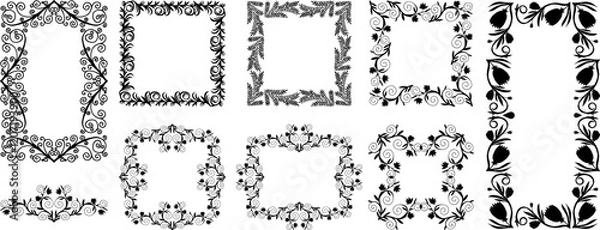 Fototapeta Decoration. greeting card. Premium decoration. Ticket design. Design template. Doodle photo frames, cute hand drawn painting frame. Sketch picture framing borders with decorative elements vector set.