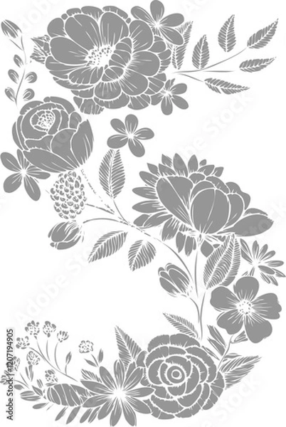 Fototapeta Number 5 Solid flat vector floral pattern drawing spring element decoration svg file