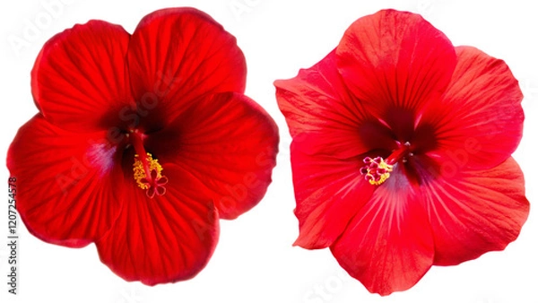 Fototapeta hibiscus red flower head isolated white background PNG.AI GENERATED