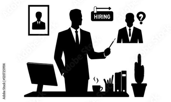 Fototapeta HR Interview and Job Recruitment Concept Vector