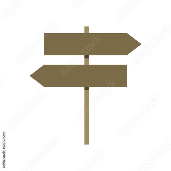 Fototapeta Vector of a minimalist wooden signboard with two empty arrows pointing in opposite directions.