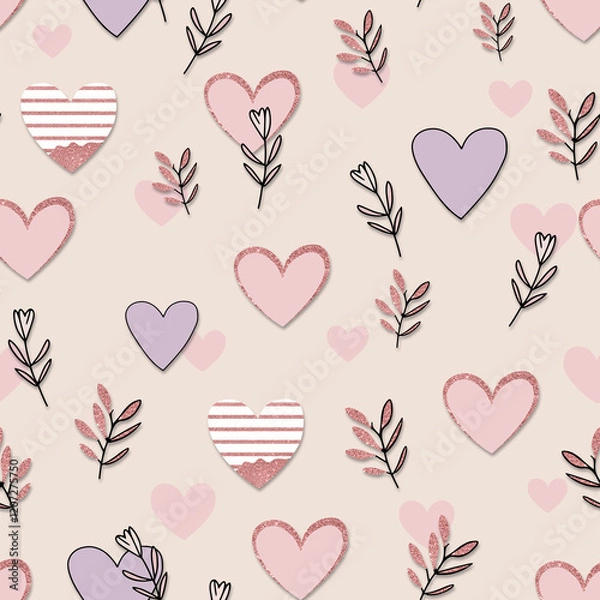 Obraz Minimalist Glittering Heart Seamless Pattern
