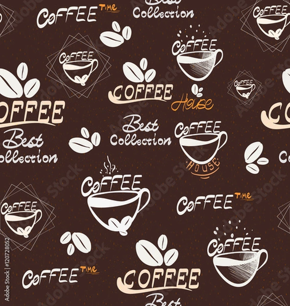 Obraz Hand Drawning coffee seamless pattern