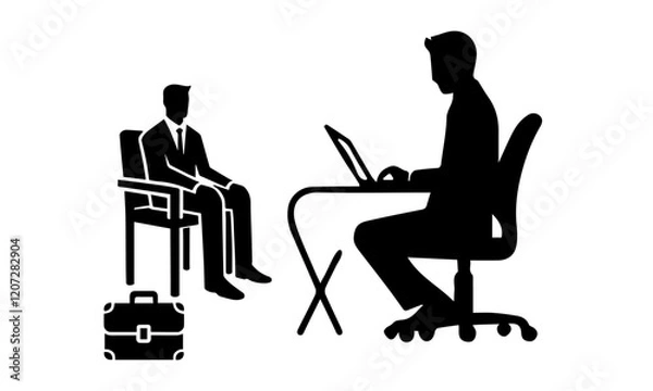 Fototapeta Job Interview and Hiring Process Silhouette Illustration
