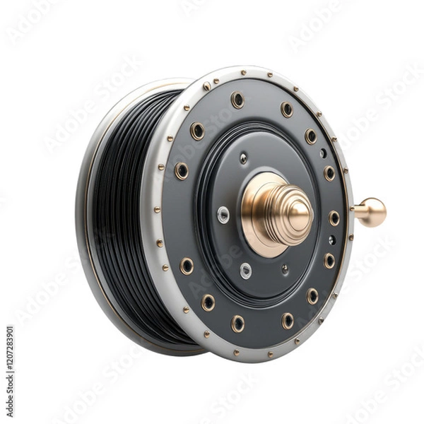 Fototapeta Metallic Reel with Cable Isolated on Transparent Background