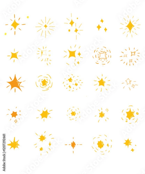 Fototapeta vector suns and stars set. abstraction of suns and stars on a white background and flat graphics