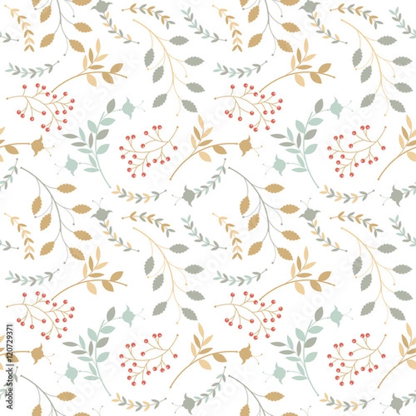 Fototapeta Colorful seamless pattern with different silhouettes of branches