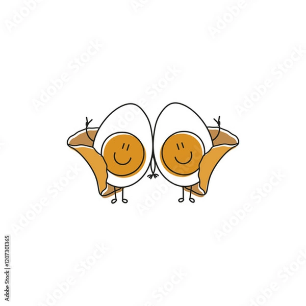 Obraz Egg chips fun cartoon character. Healthy protein snack.