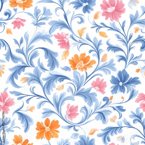 Fototapeta A seamless pattern designed in an Eastern style, Seamless design allows for a perfectly continuous pattern with no visible seams.