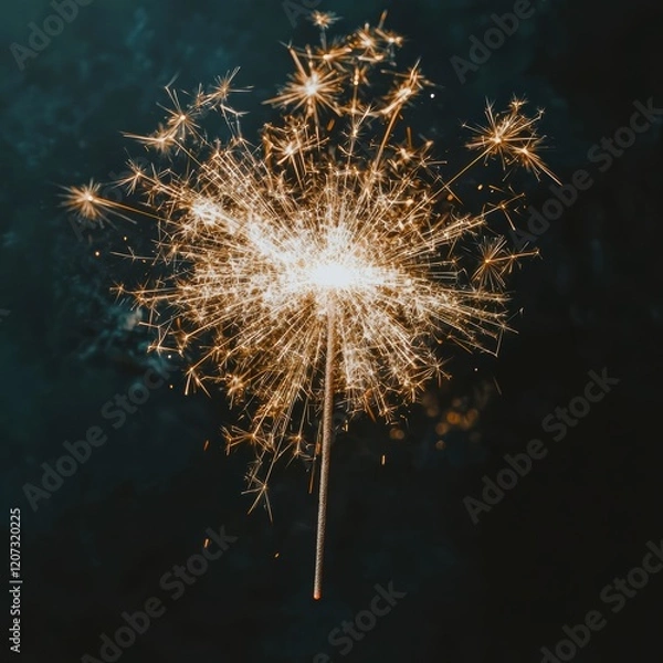 Fototapeta Sparkling 2024 New Year s Eve Firework  Festive Celebration  Bright Lights  Golden Sparkle