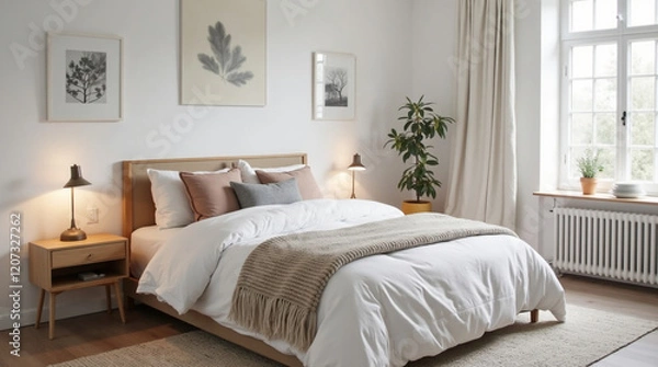 Fototapeta Cozy Scandinavian Bedroom Decor