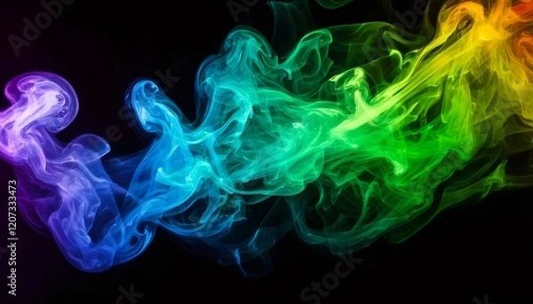 Obraz Colorful smoke creating abstract shapes on black background