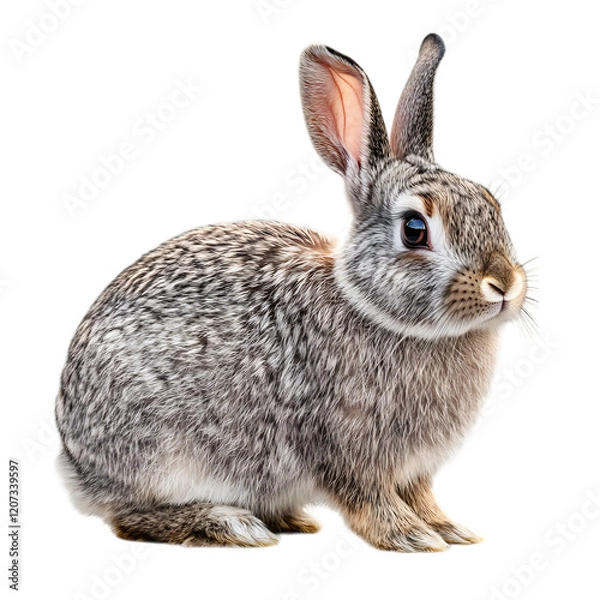 Fototapeta grey rabbit isolated on transparent background