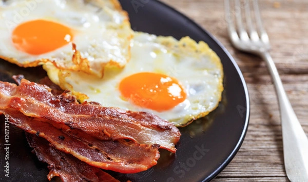 Fototapeta Fried eggs and bacon