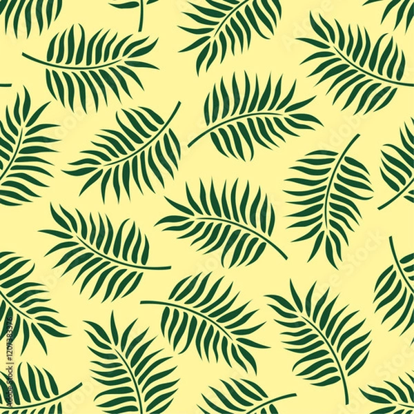 Fototapeta Pattern with green palm branches. Tropical leaves ornament.