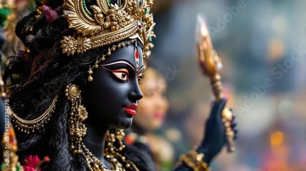 Fototapeta Maha kali goddess in focus light depicted hindu culture