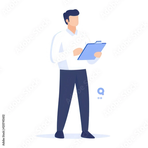 Fototapeta Professional man analyzing data while holding a clipboard, representing strategy and planning., isolated on a transparent background.