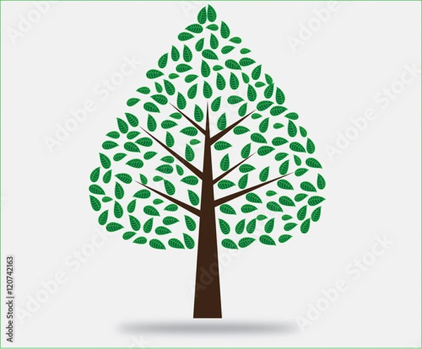 Obraz Tree with green leafage. Vector.