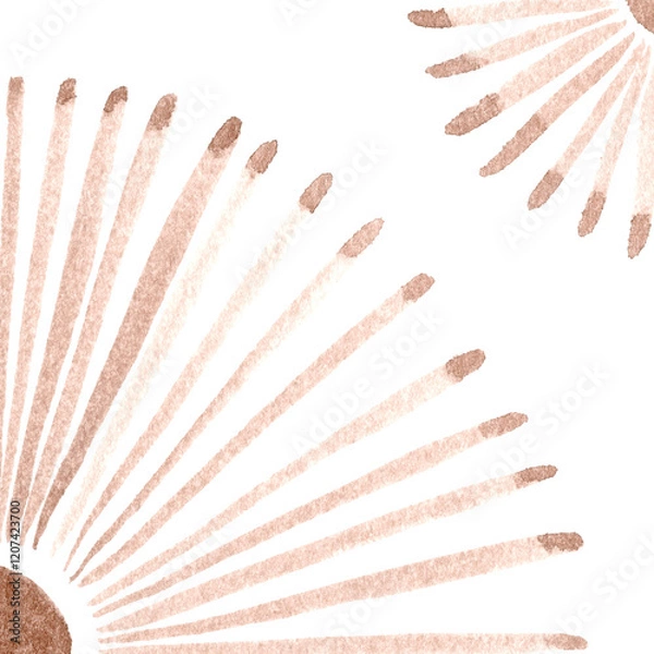 Obraz Watercolor Azulejos Tile in Mocha tones