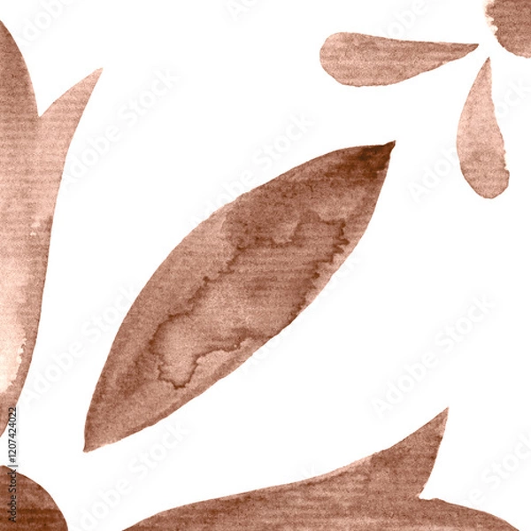 Obraz Watercolor Azulejos Tile in Mocha tones