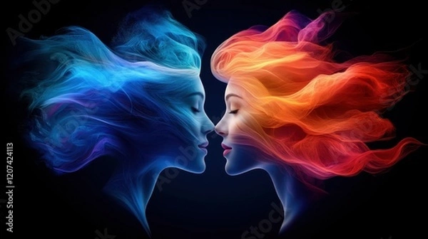 Fototapeta Duality of emotions represented through color.