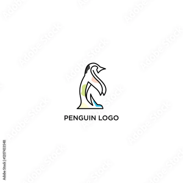 Obraz Simple minimal penguin vector logo outline style