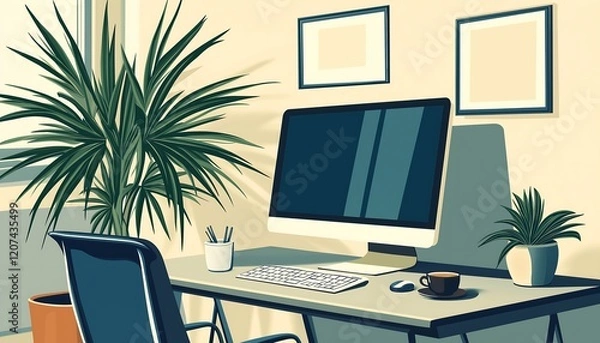 Fototapeta Creative Process in a Sunlit Studio - Artist Painting on a Large Canvas with Warm Light