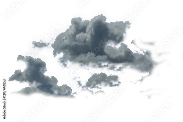 Obraz White clouds isolated on black background, clounds set