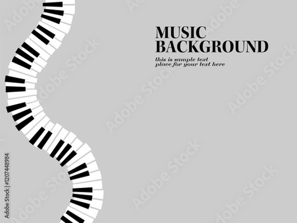 Obraz カーブするピアノ鍵盤の音楽テーマ背景イラスト