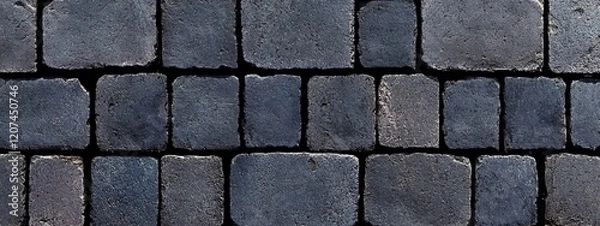 Fototapeta Close-up View of an Old Cobblestone Street Background. Detailed Texture and Pattern for Design, Print, or Wallpaper with Rustic Charm and Timeless Appeal.