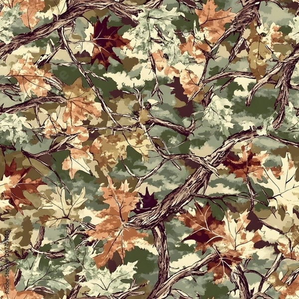 Fototapeta Explore the Beauty of Nature's Camouflage. Seamless tree camo digital paper with a mix of forest textures concept