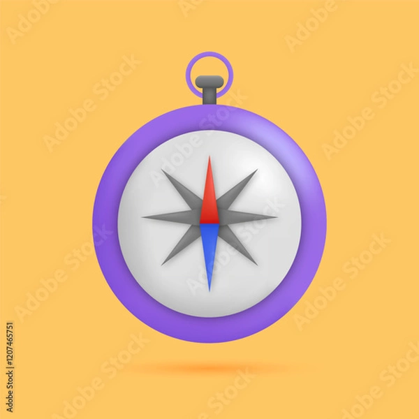 Fototapeta 3D REALISTIC POINT COMPASS ICON ILLUSTRATION