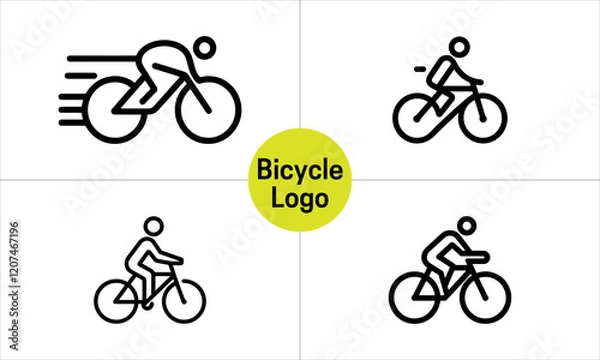 Obraz Set of Bicycle icon vector logo template. Line art Bicycle logo design icon symbol vector illustration. Bicycle sign