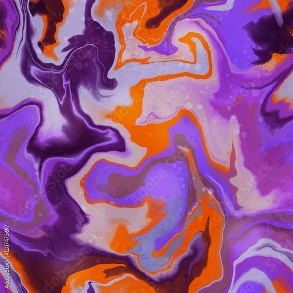 Fototapeta Abstract Hand Drawing Liquid Fluid Wavy Marble Seamless Pattern Batik Background