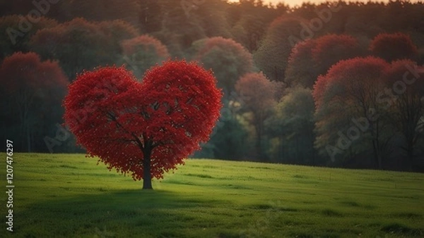 Obraz Red heart shaped tree wallpaper