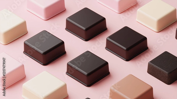 Fototapeta ピンク背景に並んだおしゃれなボンボンショコラの背景素材