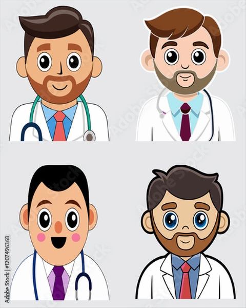 Fototapeta Four Cartoon Doctors