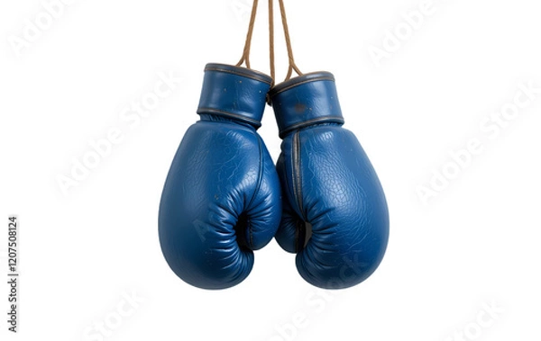 Obraz Blue boxing gloves isolated on white and transparent